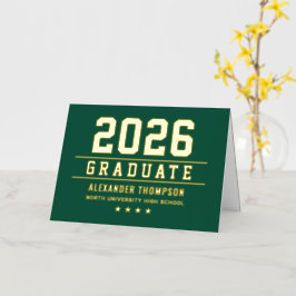 グリーンゴールド ヴァーシティ卒業お礼 2026 箔グリーティングカード