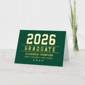 グリーンゴールド ヴァーシティ卒業お礼 2026 箔グリーティングカード (正面)