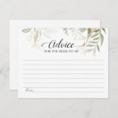 グリーンゴールド 結婚式前の花嫁へのアドバイスカード エンクロージャーカード (正面/裏面)