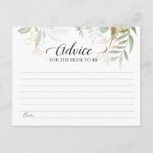 グリーンゴールド 結婚式前の花嫁へのアドバイスカード