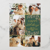 グリーンゴールド　複数写真　ホリデーカード 箔招待状 (正面)