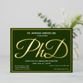 グリーンゴールドPhD卒業式 箔招待状 (立ち正面)