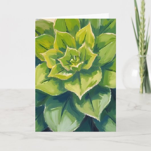 グリーンサキュレント植物の絵 カード (正面)