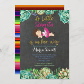 グリーンサクタスフィエスタベビーセノリタベビーシャワー 招待状 (正面/裏面)