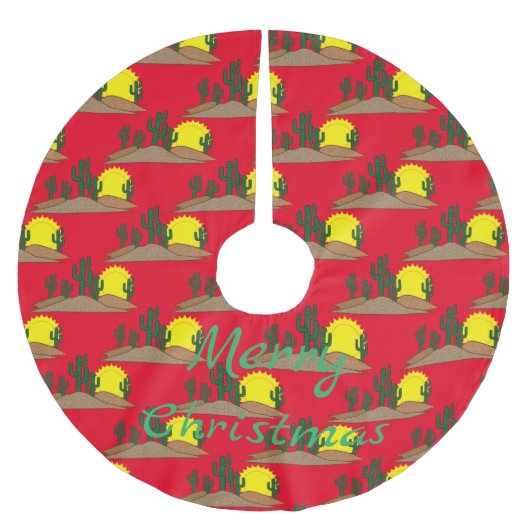 グリーンサグアロカクタスデザートサンライズサンダー_コーブ ブラッシュドポリエステルツリースカート (正面)