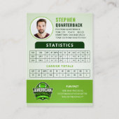 グリーンサッカーのトレーディングカードカスタム、スポーツカード コーリングカード (裏面)