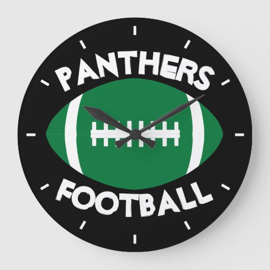グリーンサッカーコーチ/プレイヤーカスタムチーム名/文字 ラージ壁時計 (正面)