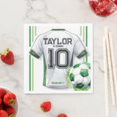 グリーンサッカースポーツボーイジャージー子供の誕生日パーティー スタンダードランチョンナプキン (インサイチュ)