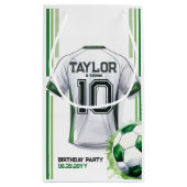 グリーンサッカースポーツボーイジャージー子供の誕生日パーティー スモールペーパーバッグ (裏面)