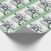 グリーンサッカースポーツボーイジャージー子供の誕生日パーティー ラッピングペーパー (角)