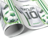 グリーンサッカースポーツボーイジャージー子供の誕生日パーティー ラッピングペーパー (ロールコーナー)