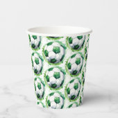 グリーンサッカースポーツボーイジャージー子供の誕生日パーティー 紙コップ (裏面)