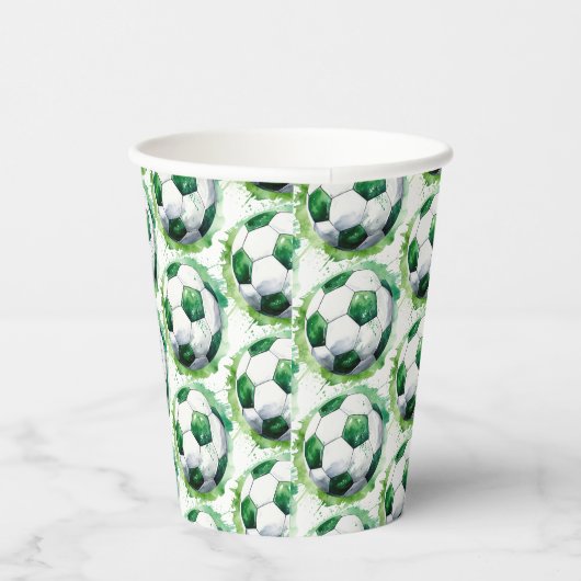 グリーンサッカースポーツボーイジャージー子供の誕生日パーティー 紙コップ (右)