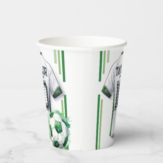 グリーンサッカースポーツボーイジャージー子供の誕生日パーティー 紙コップ (右)