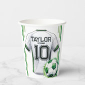 グリーンサッカースポーツボーイジャージー子供の誕生日パーティー 紙コップ (正面)