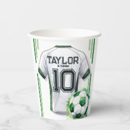 グリーンサッカースポーツボーイジャージー子供の誕生日パーティー 紙コップ