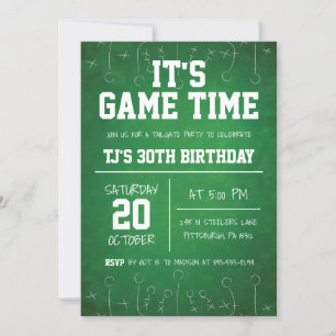 グリーンサッカースポーツ誕生日 招待状