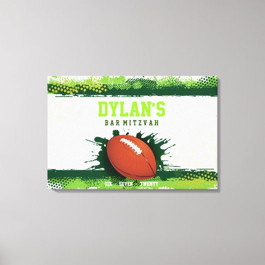 グリーンサッカーバー（ユダヤ教の）バル・ミツバーサインインメモリーボード キャンバスプリント (正面)