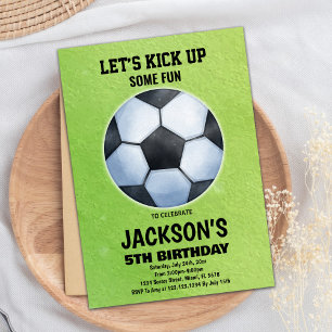 グリーンサッカーフロアサッカー誕生日招待状 招待状