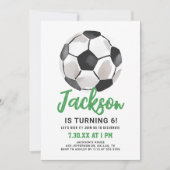 グリーンサッカーボーイ誕生日招待状 招待状 (正面)