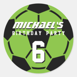 グリーンサッカーボールスポーツ誕生日パーティステッカー ラウンドシール