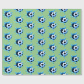 グリーンサッカーボール誕生日包み紙 ラッピングペーパー (フラット)