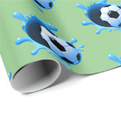 グリーンサッカーボール誕生日包み紙 ラッピングペーパー (ロールコーナー)