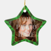 グリーンサテンスターホリデーフォトオーナメント セラミックオーナメント (正面)
