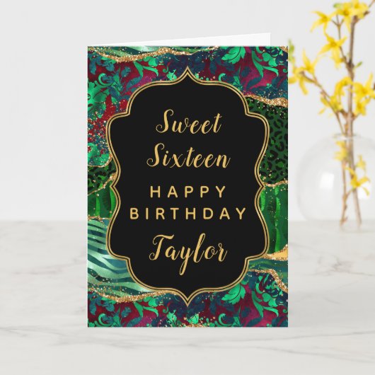 グリーンサファリアガテスウィート16ハッピーバースデー カード (黄色い花)