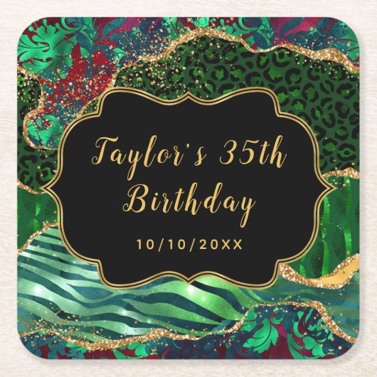 グリーンサファリアゲート誕生日 スクエアペーパーコースター (正面)