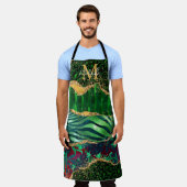 グリーンサファリアニマルプリントゲート エプロン (着用した状態)