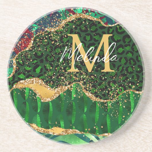 グリーンサファリアニマルプリントゲート コースター (正面)