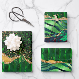 グリーンサファリアニマルプリントゲート ラッピングペーパーシート