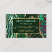グリーンサファリアニマルプリント金ゴールドグリッターアゲート 名刺 (裏面)