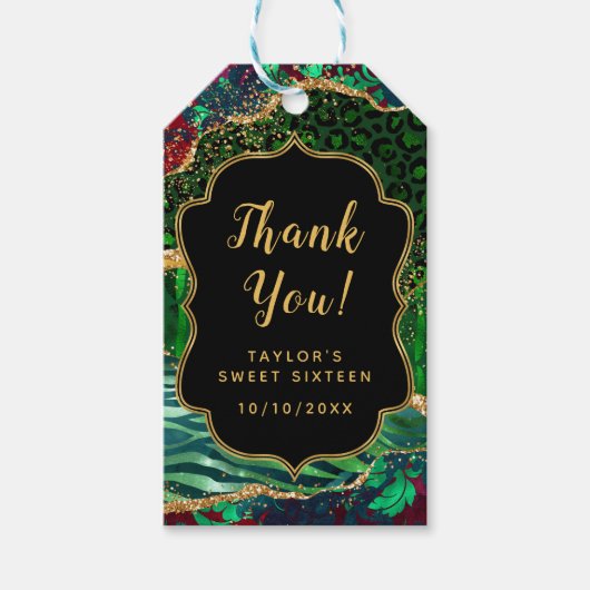 グリーンサファリゲートSweet sixteenありがとう ギフトタグ (正面)