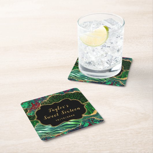 グリーンサファリゲートSweet sixteen スクエアペーパーコースター (インサイチュ)