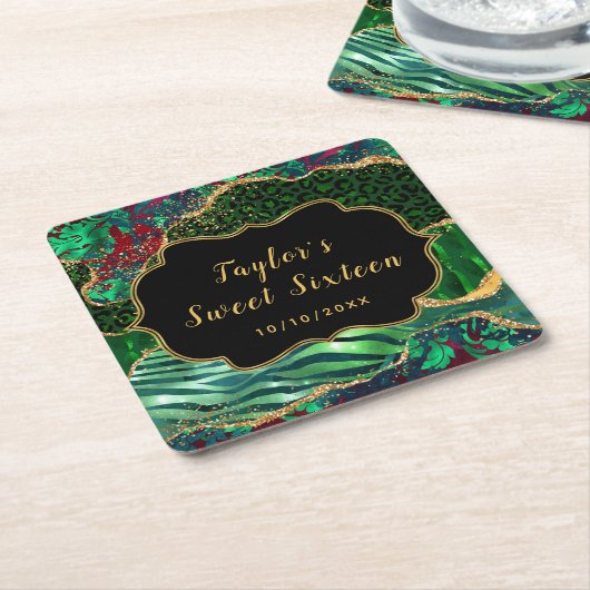 グリーンサファリゲートSweet sixteen スクエアペーパーコースター (アングル)