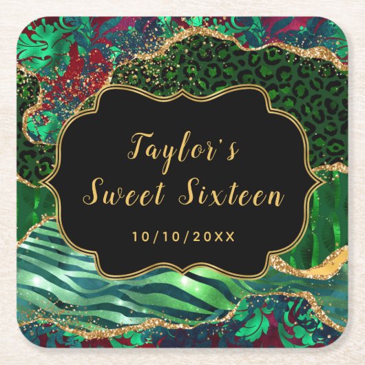 グリーンサファリゲートSweet sixteen スクエアペーパーコースター (正面)