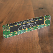 グリーンサファリジャングルアニマルプリントアゲート デスクネームプレート (側面)