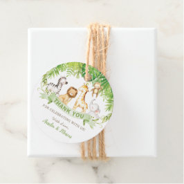 グリーンサファリジャングルアニマルベビーシャワー誕生日 フェイバータグ