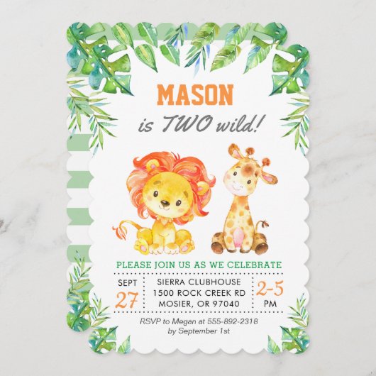 グリーンサファリジャングル第1期生の誕生日パーティー 招待状 (正面/裏面)