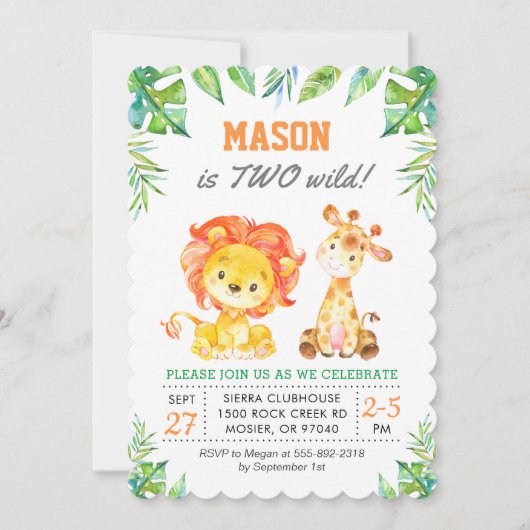 グリーンサファリジャングル第1期生の誕生日パーティー 招待状 (正面)
