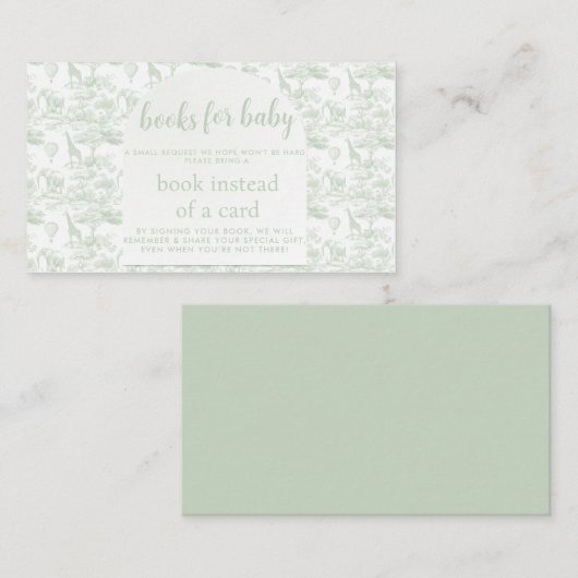 グリーンサファリトイレジャングル彼らの赤ちゃんシャワー要求 エンクロージャーカード (正面/裏面)