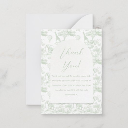 グリーンサファリトイレジャングル赤ちゃんシャワーありがとう ノートカード (正面)