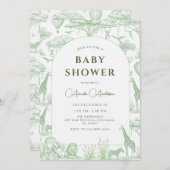 グリーンサファリトイレデジュイボーイベビーシャワー 招待状 (正面/裏面)