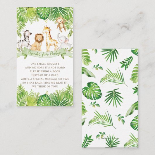 グリーンサファリフォレストジャングル動物の本ベビー エンクロージャーカード (正面/裏面)