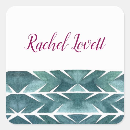 グリーンサボテンのテクスチャシール スクエアシール (正面)