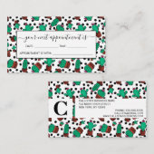 グリーンサボテンフローラ六角パターン水色 予約カード (正面/裏面)