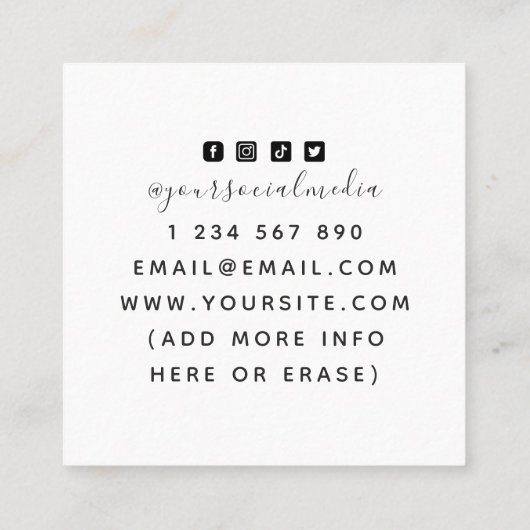 グリーンサボテン多肉植物インテリアデザイン スクエア名刺 (裏面)