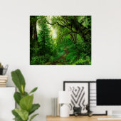 グリーンサマー絵画フォレストのプリントby甥 ポスター (ホームオフィス)